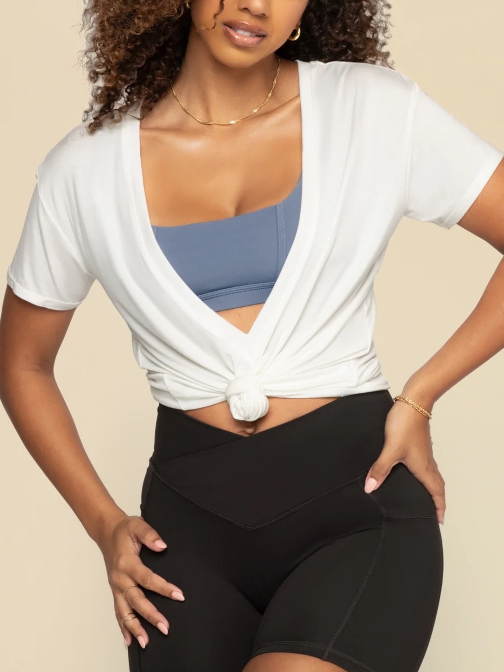 POPFLEX Reversible Deep V Tee - Cream
XXS NEW WITH TAGS NWT WHITE
